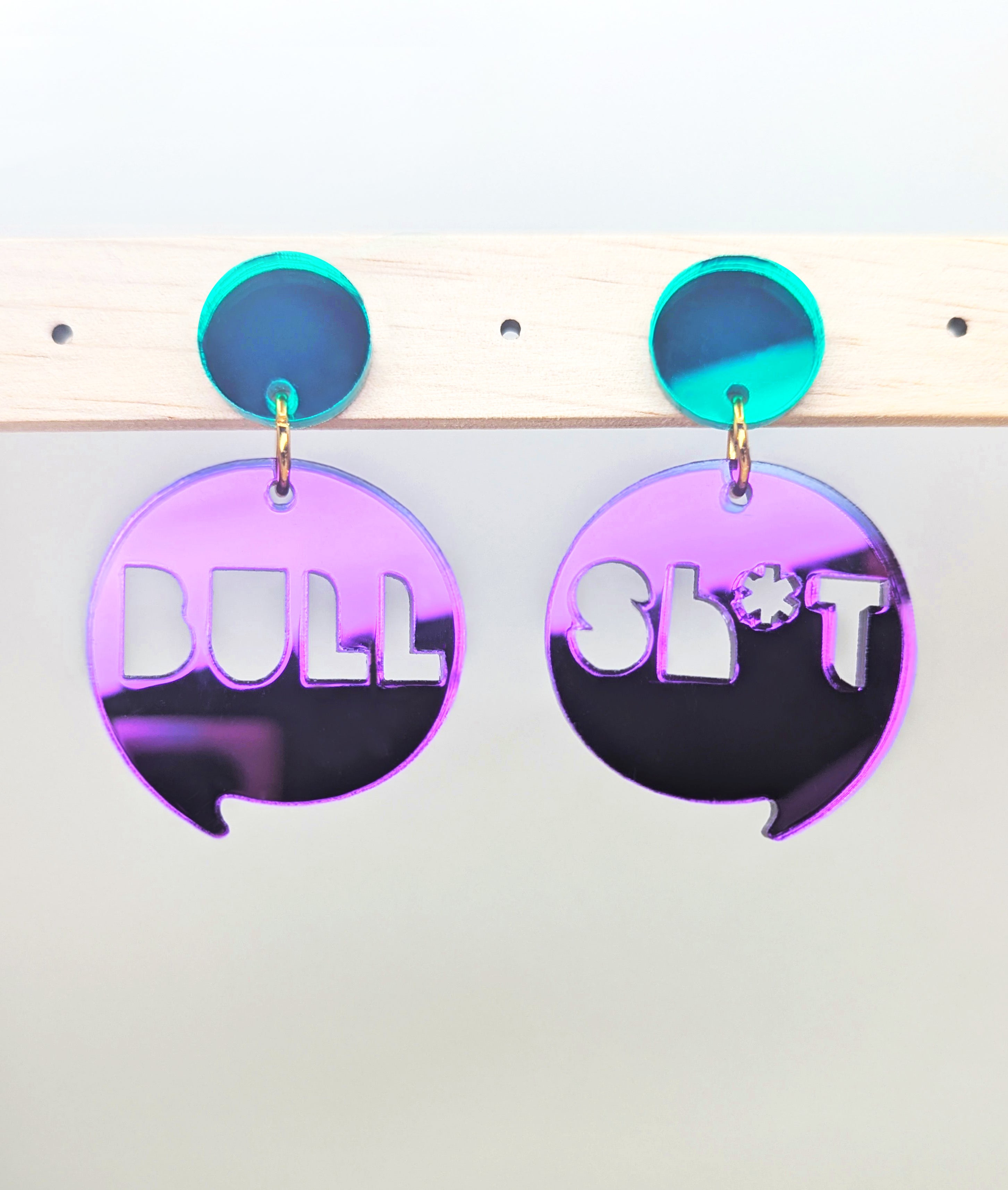 Sweary Acrylic Earrings - BULL SHIT