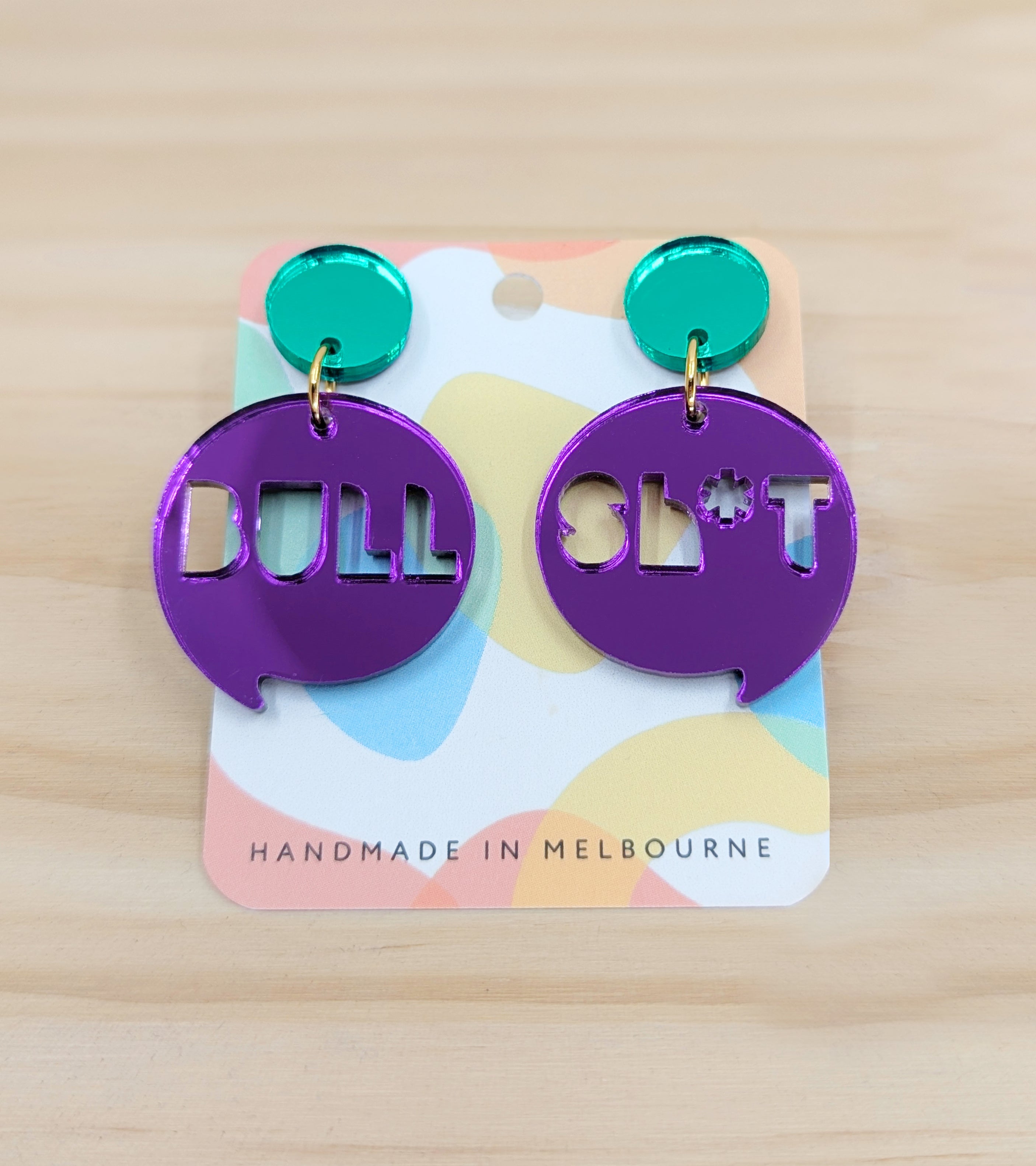 Sweary Acrylic Earrings - BULL SHIT