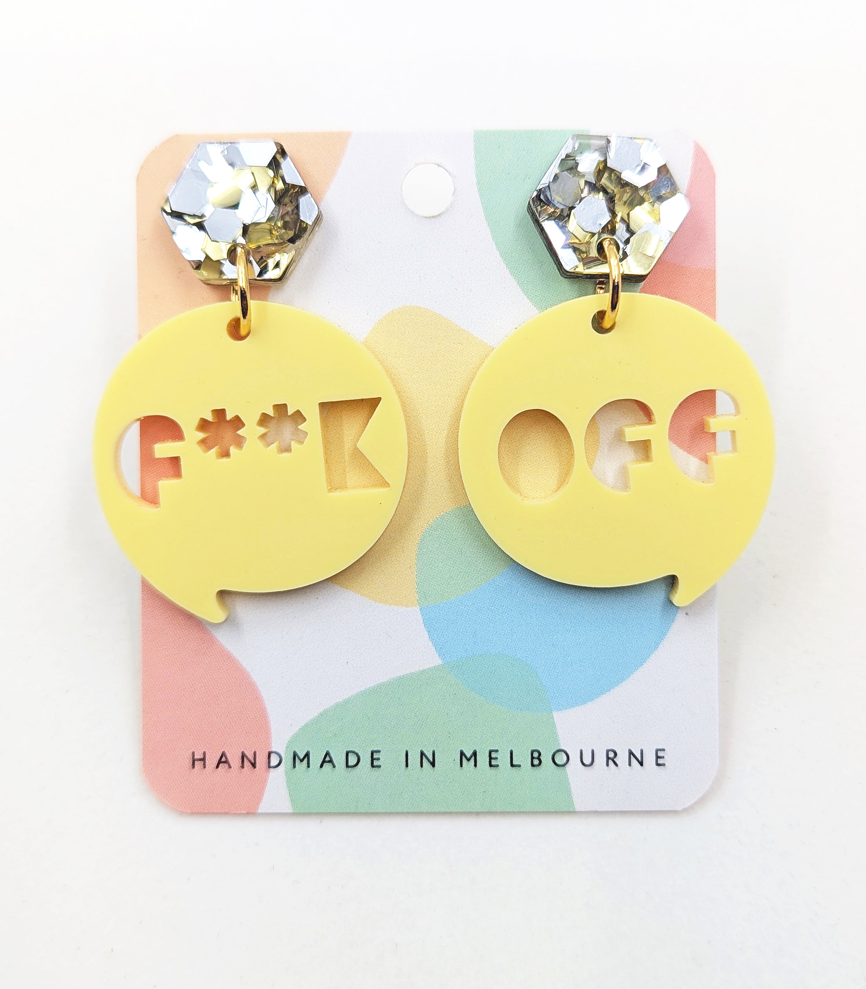 Sweary acrylic earrings - F**K OFF