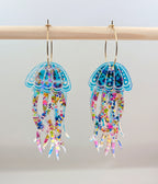 Jellyfish Earrings - Blue/Pink/Gold glitter