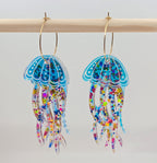 Jellyfish Earrings - Blue/Pink/Gold glitter