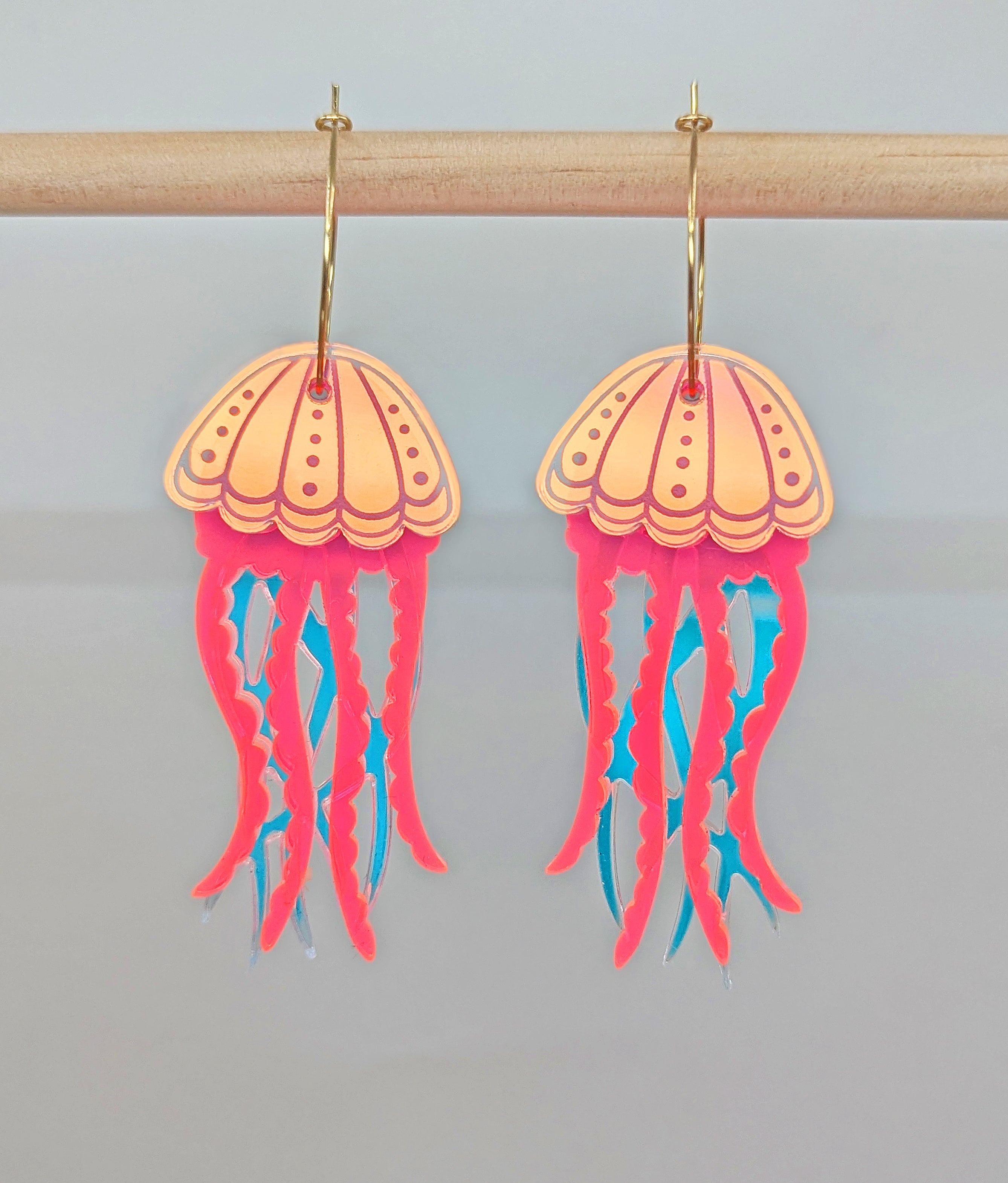 Jellyfish Earrings - Irisdescent/Fluro Pink