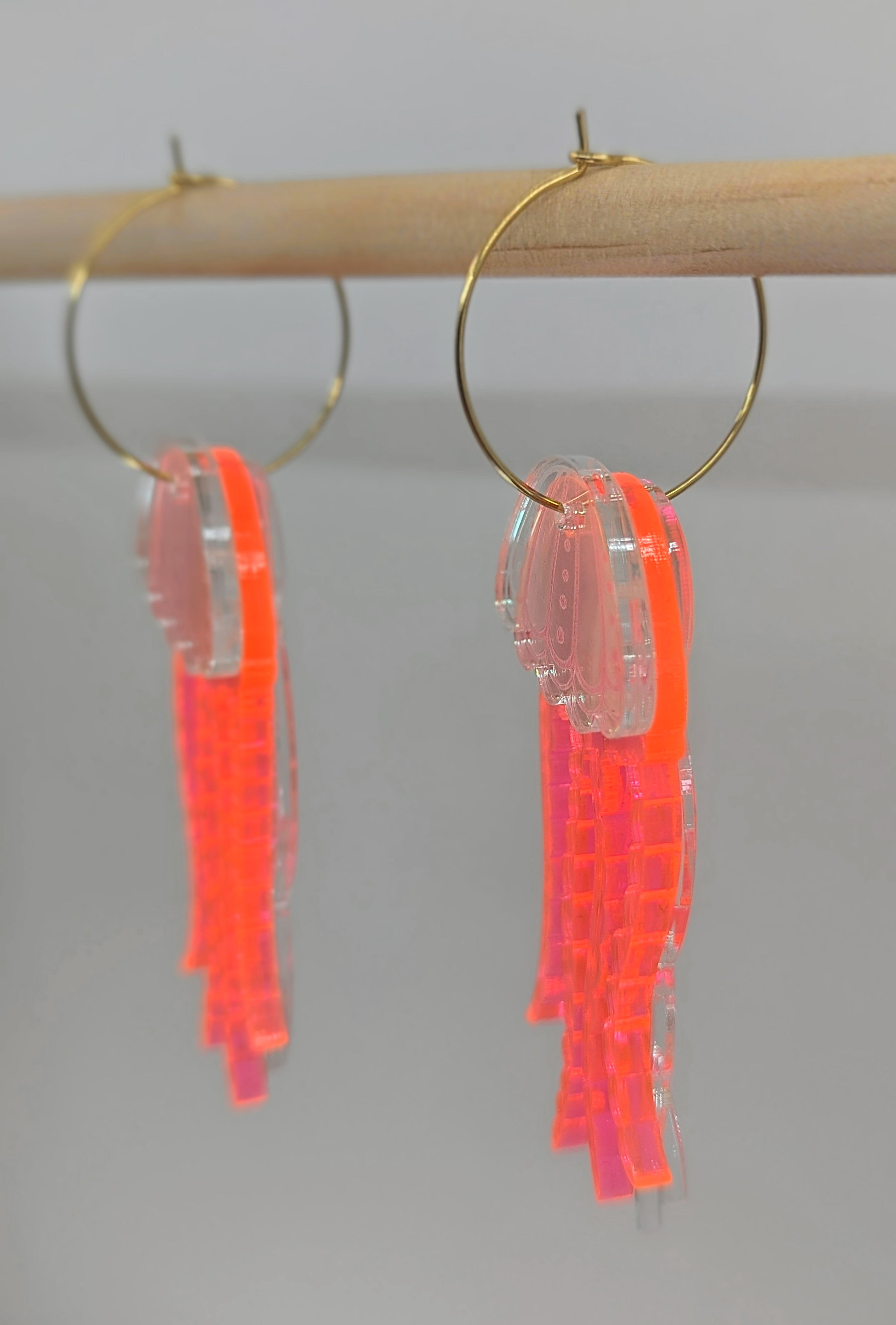 Jellyfish Earrings - Irisdescent/Fluro Pink