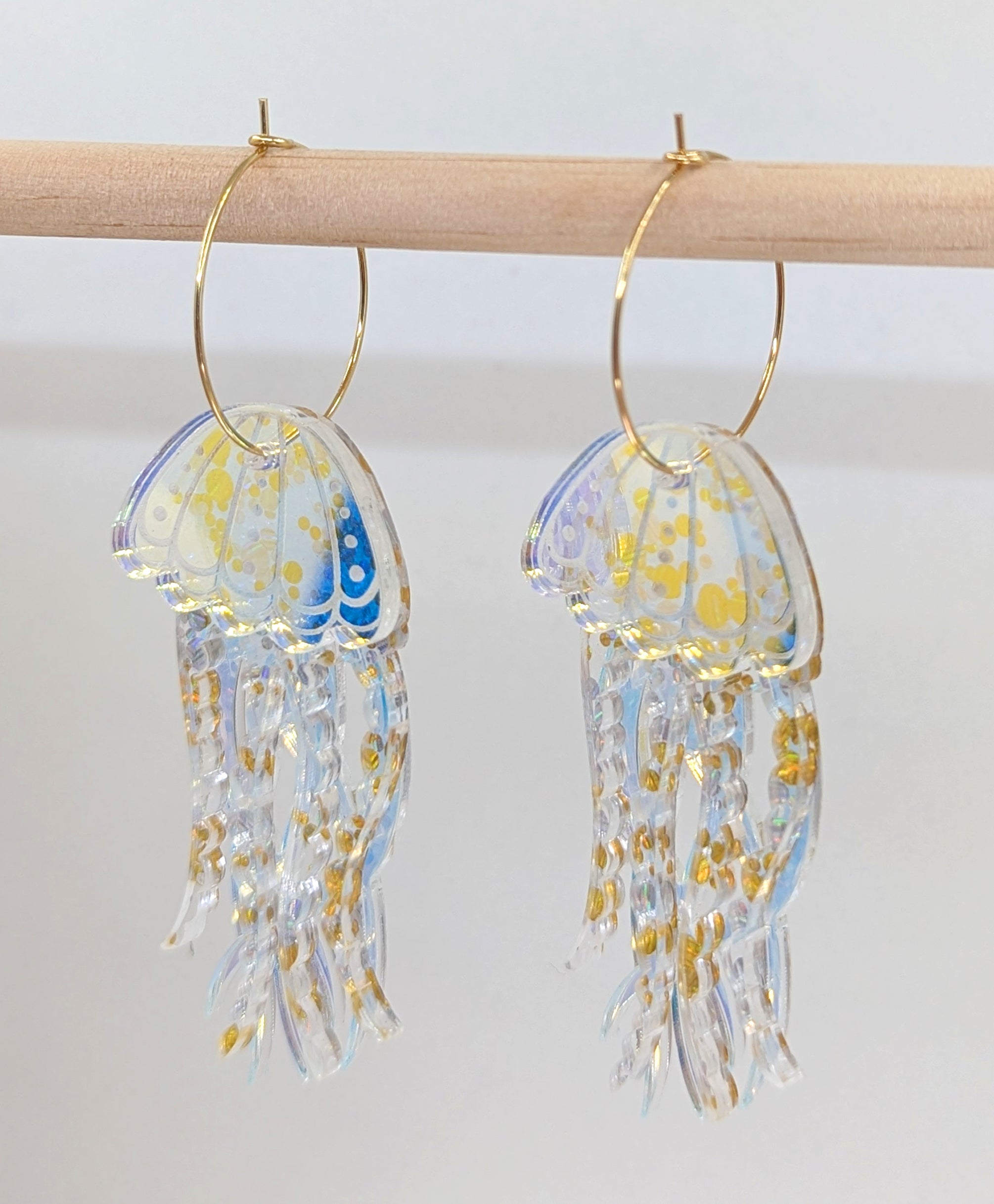 Jellyfish Earrings - Silver/Gold glitter