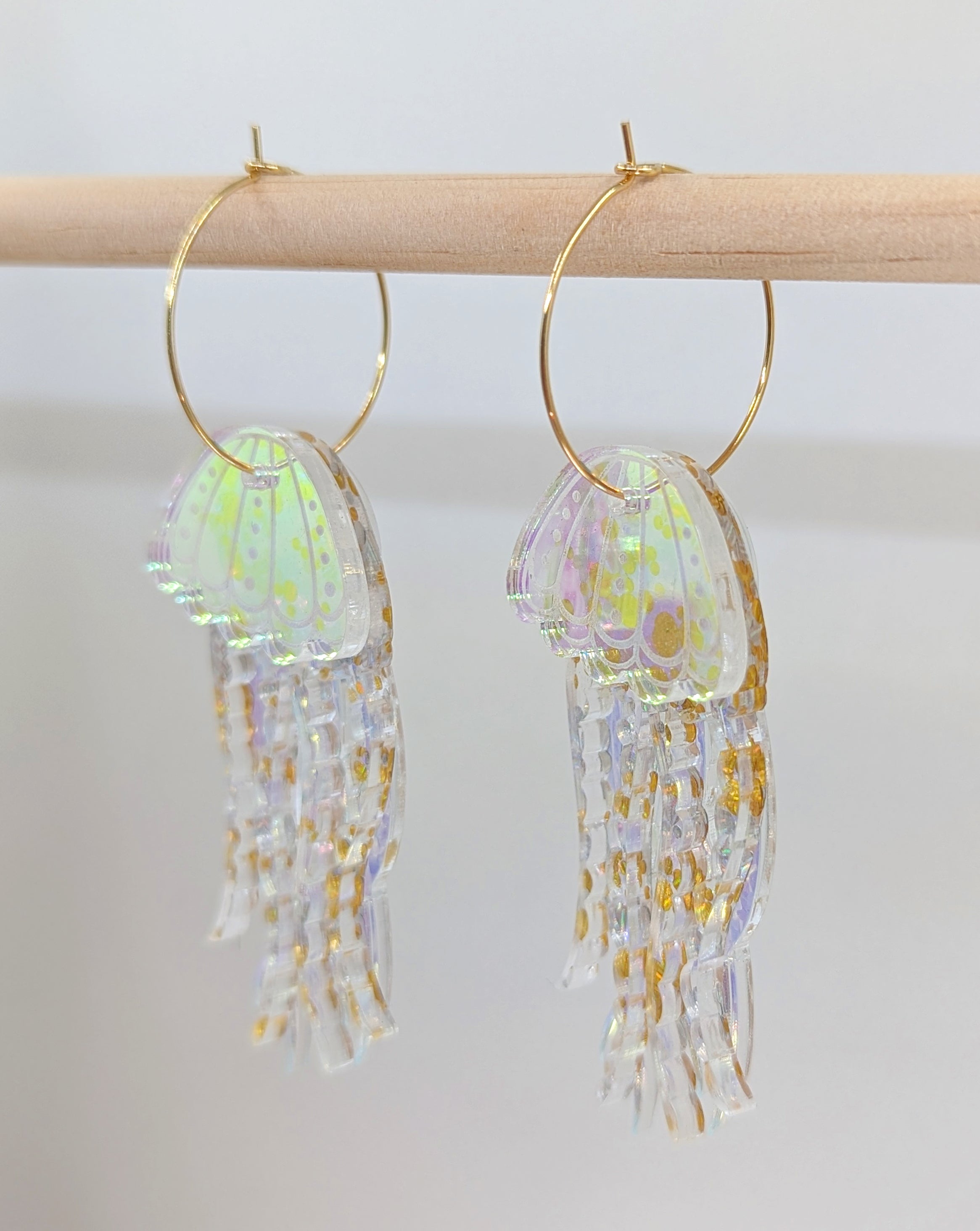 Jellyfish Earrings - Silver/Gold glitter