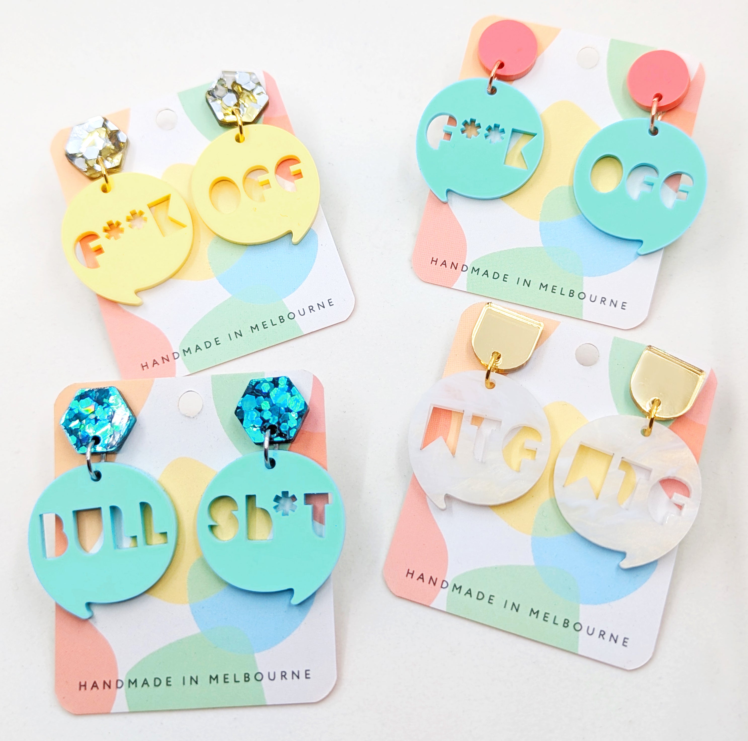 Sweary Acrylic Earrings - WTF