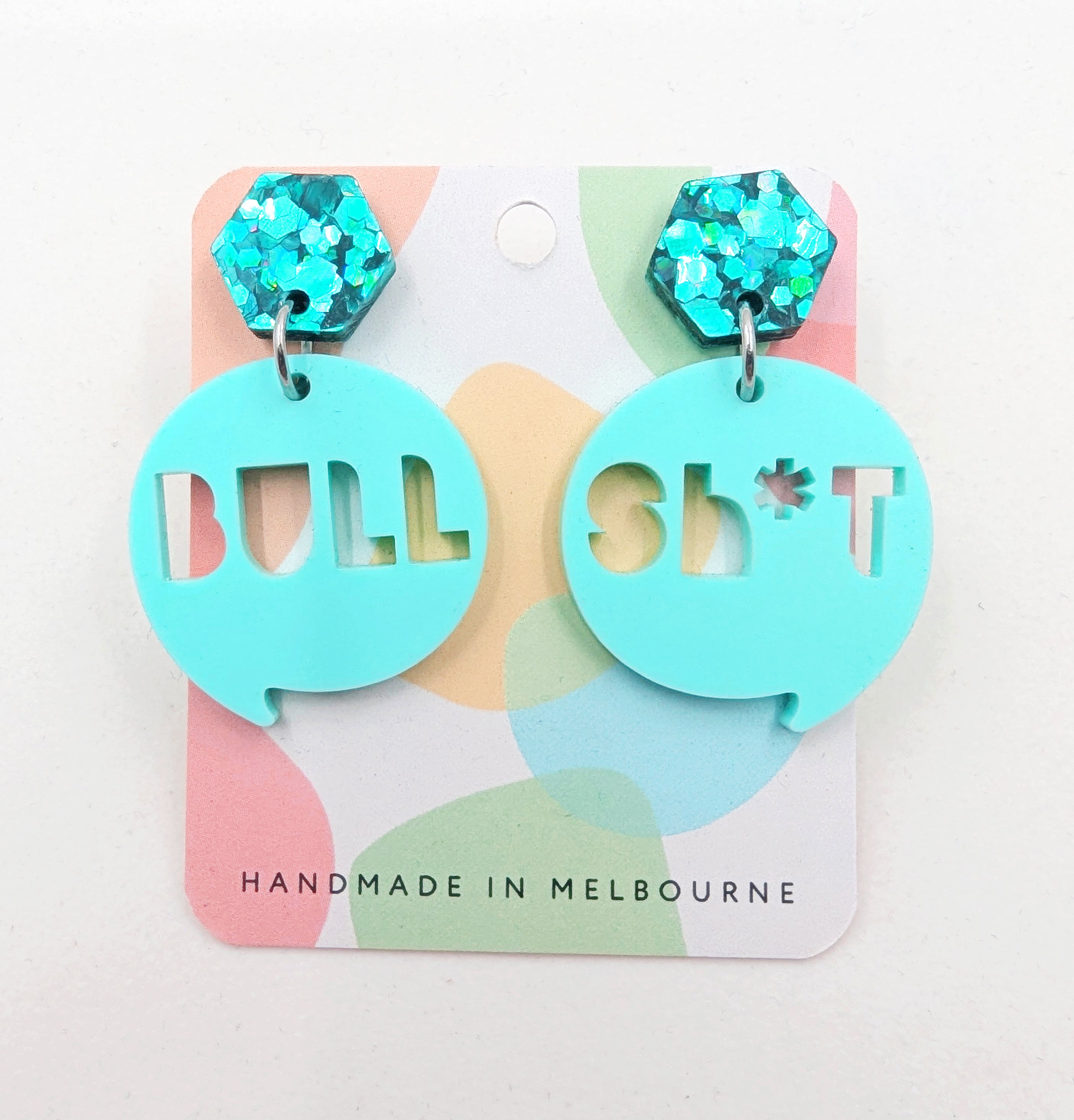 Sweary Acrylic Earrings - BULL SHIT