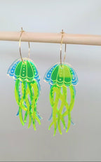 Jellyfish Earrings - Irisdescent/Fluro Yellow