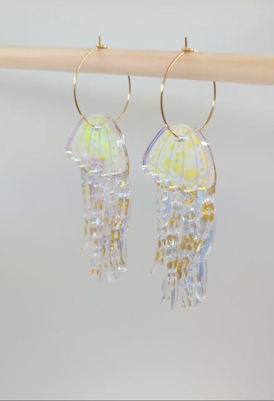 Jellyfish Earrings - Silver/Gold glitter