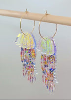 Jellyfish Earrings - Blue/Pink/Gold glitter